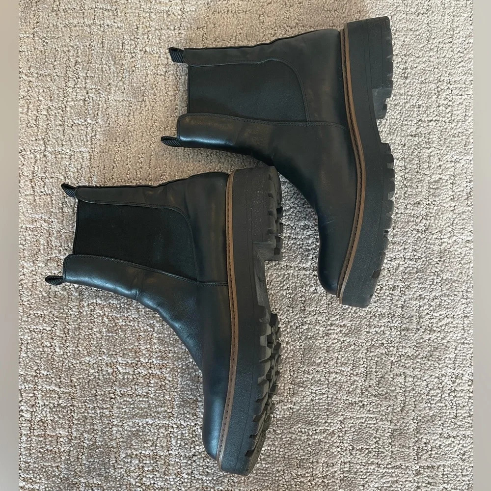Sam Edelman Laguna Chelsea Boot, Lug Sole, Black Leather, Weatherproof, Sz 9.5 M - Picture 5 of 14